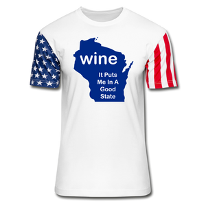 Wine - Wisconsin Good State - Stars & Stripes T-Shirt - white