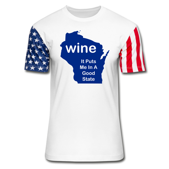 Wine - Wisconsin Good State - Stars & Stripes T-Shirt - white