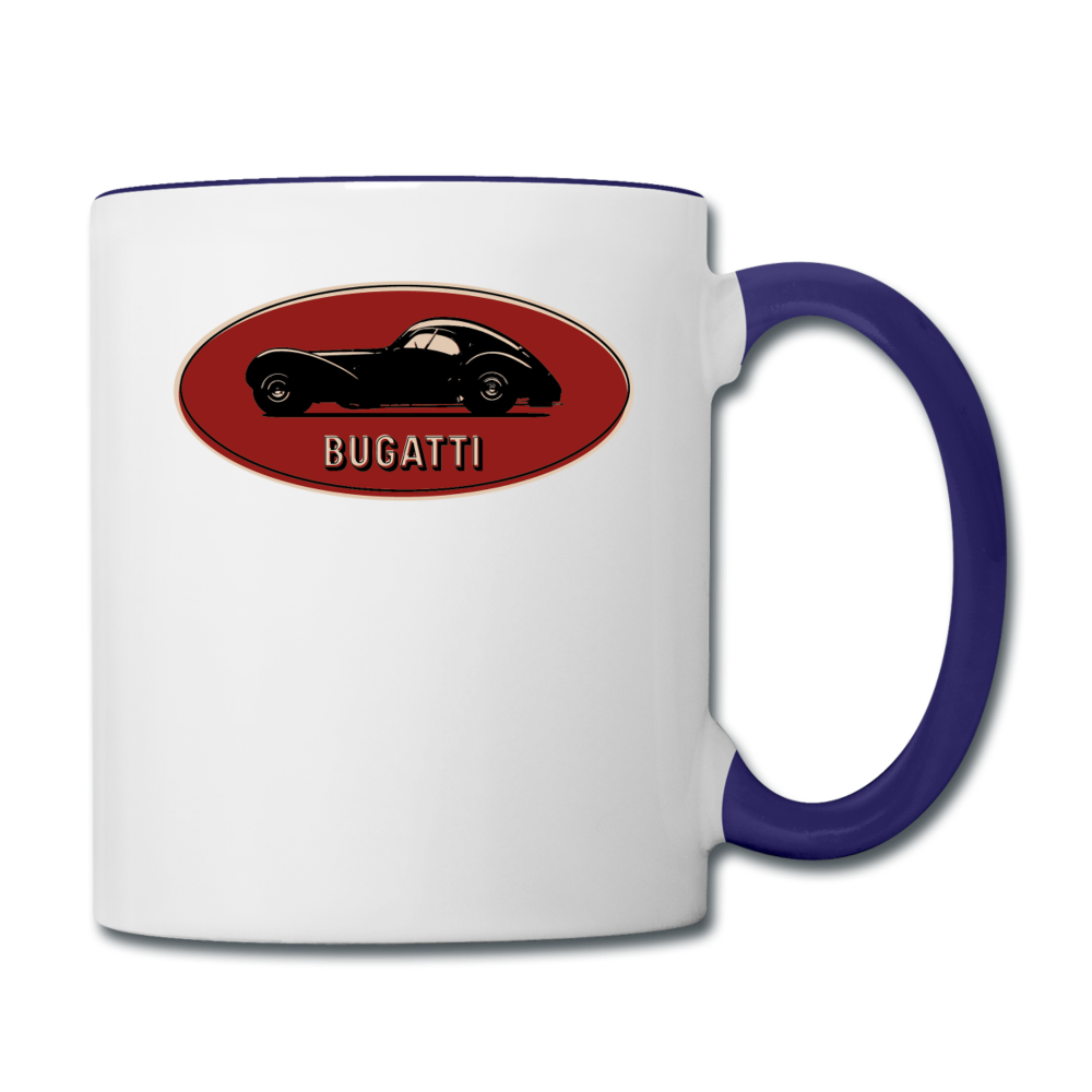 Vintage Cars - Bugatti - Contrast Coffee Mug - white/cobalt blue