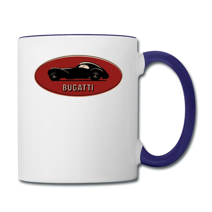 Vintage Cars - Bugatti - Contrast Coffee Mug - white/cobalt blue