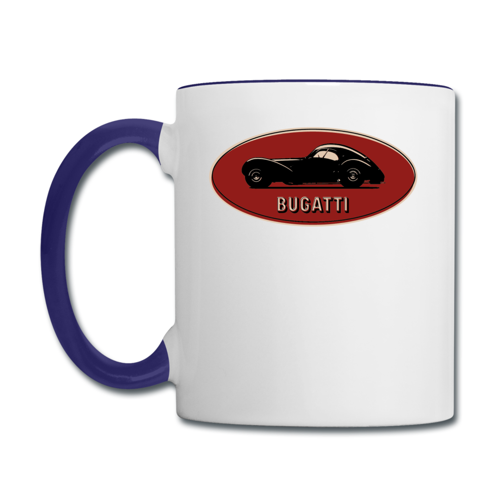 Vintage Cars - Bugatti - Contrast Coffee Mug - white/cobalt blue