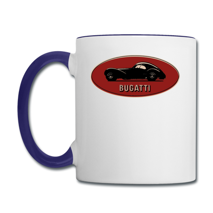 Vintage Cars - Bugatti - Contrast Coffee Mug - white/cobalt blue