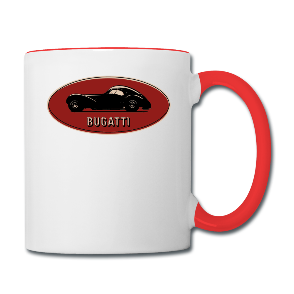 Vintage Cars - Bugatti - Contrast Coffee Mug - white/red