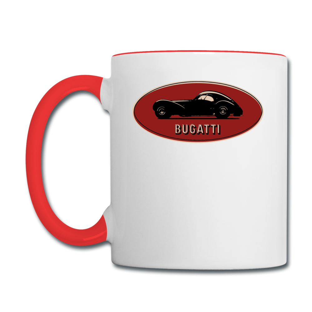 Vintage Cars - Bugatti - Contrast Coffee Mug - white/red