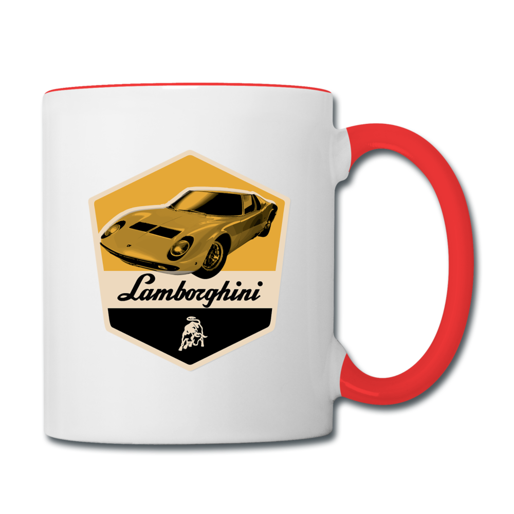 Vintage Cars - Lamborghini - Contrast Coffee Mug - white/red