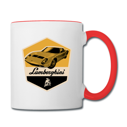 Vintage Cars - Lamborghini - Contrast Coffee Mug - white/red