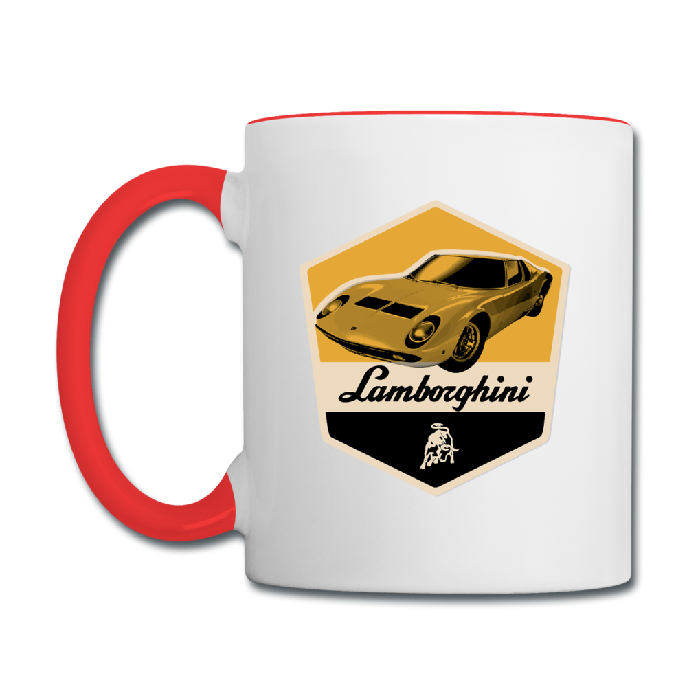 Vintage Cars - Lamborghini - Contrast Coffee Mug - white/red