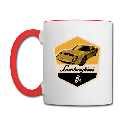 Vintage Cars - Lamborghini - Contrast Coffee Mug - white/red