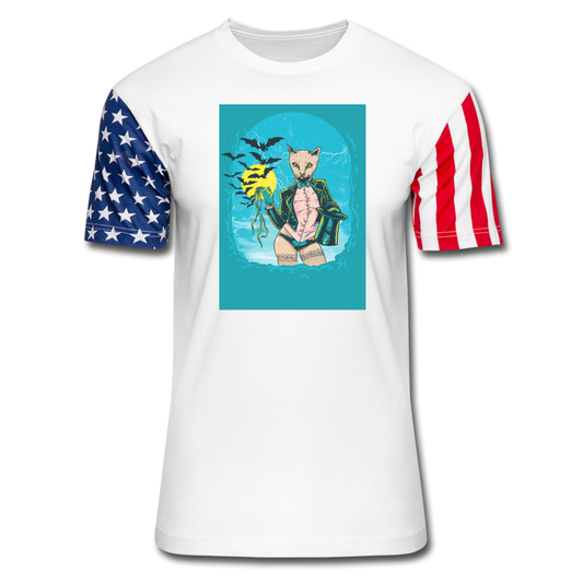 Cat And Bats - Stars & Stripes T-Shirt - white