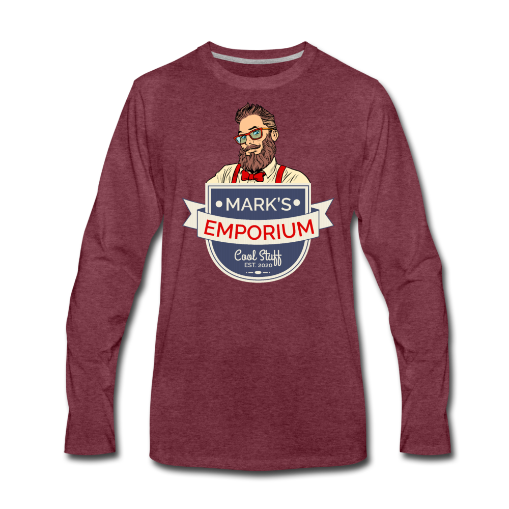 SPOD - Mark's Emporium Logo - Men's Premium Long Sleeve T-Shirt - heather burgundy