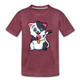 Cat - Ice Cream - Toddler Premium T-Shirt - heather burgundy