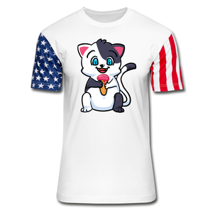 Cat - Ice Cream - Stars & Stripes T-Shirt - white