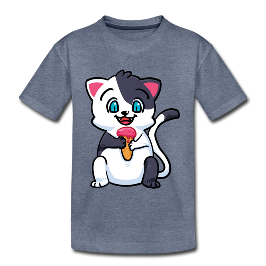 Cat - Ice Cream - Kids' Premium T-Shirt - heather blue