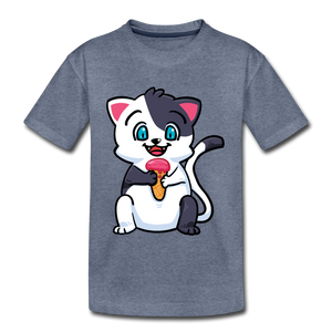 Cat - Ice Cream - Kids' Premium T-Shirt - heather blue