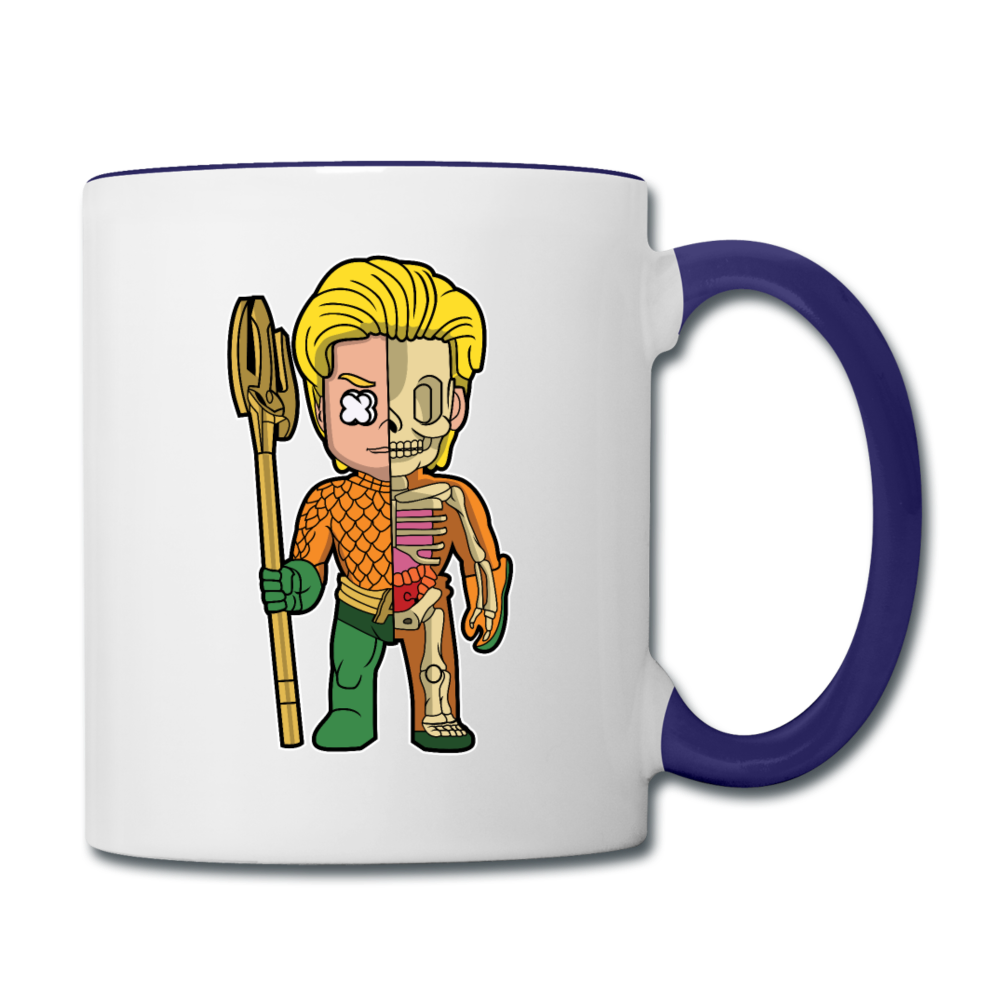 Aquaman Half Skeleton - Contrast Coffee Mug - white/cobalt blue