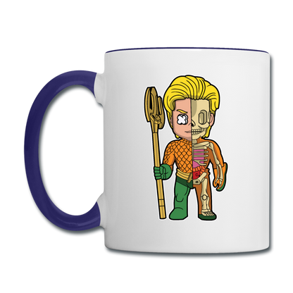 Aquaman Half Skeleton - Contrast Coffee Mug - white/cobalt blue