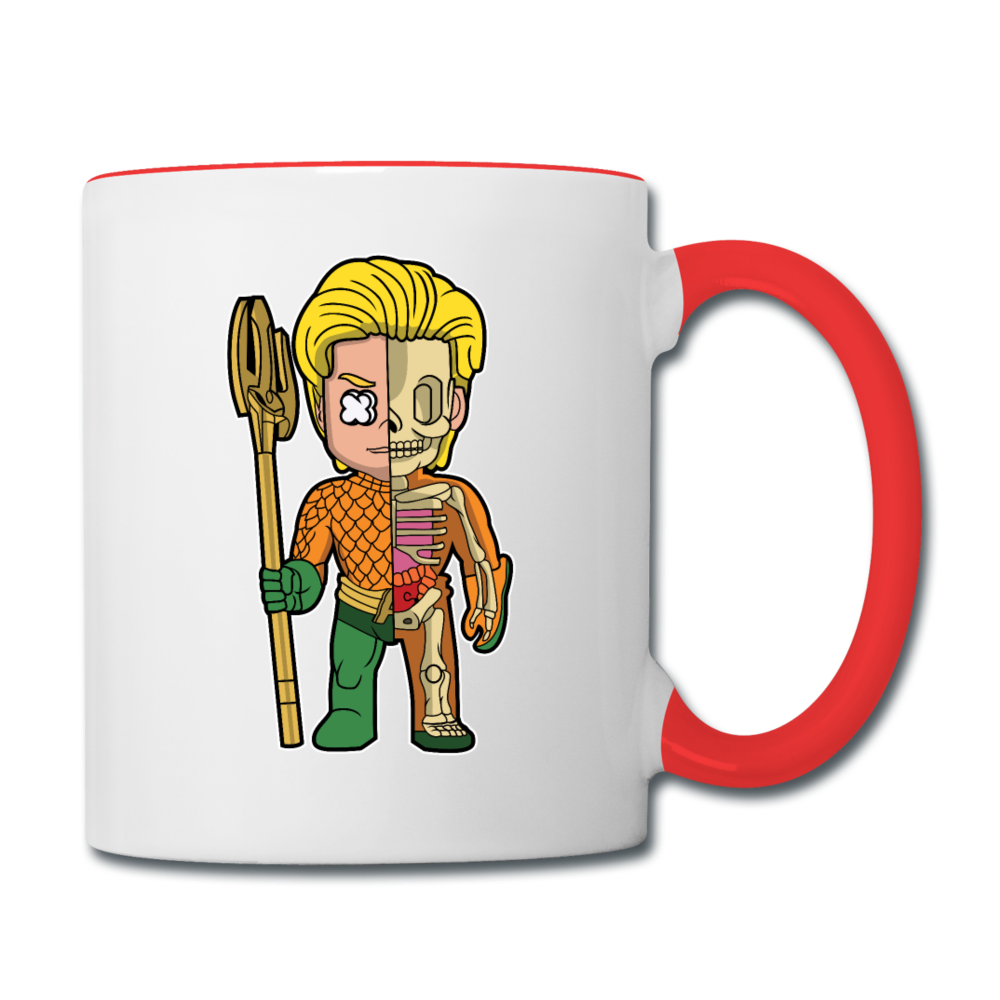 Aquaman Half Skeleton - Contrast Coffee Mug - white/red