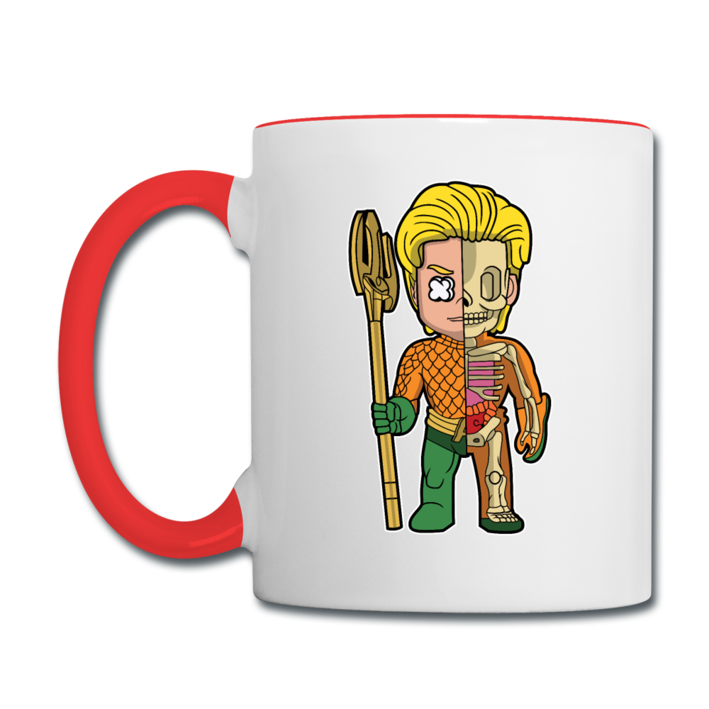 Aquaman Half Skeleton - Contrast Coffee Mug - white/red