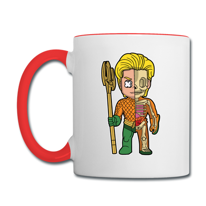 Aquaman Half Skeleton - Contrast Coffee Mug - white/red