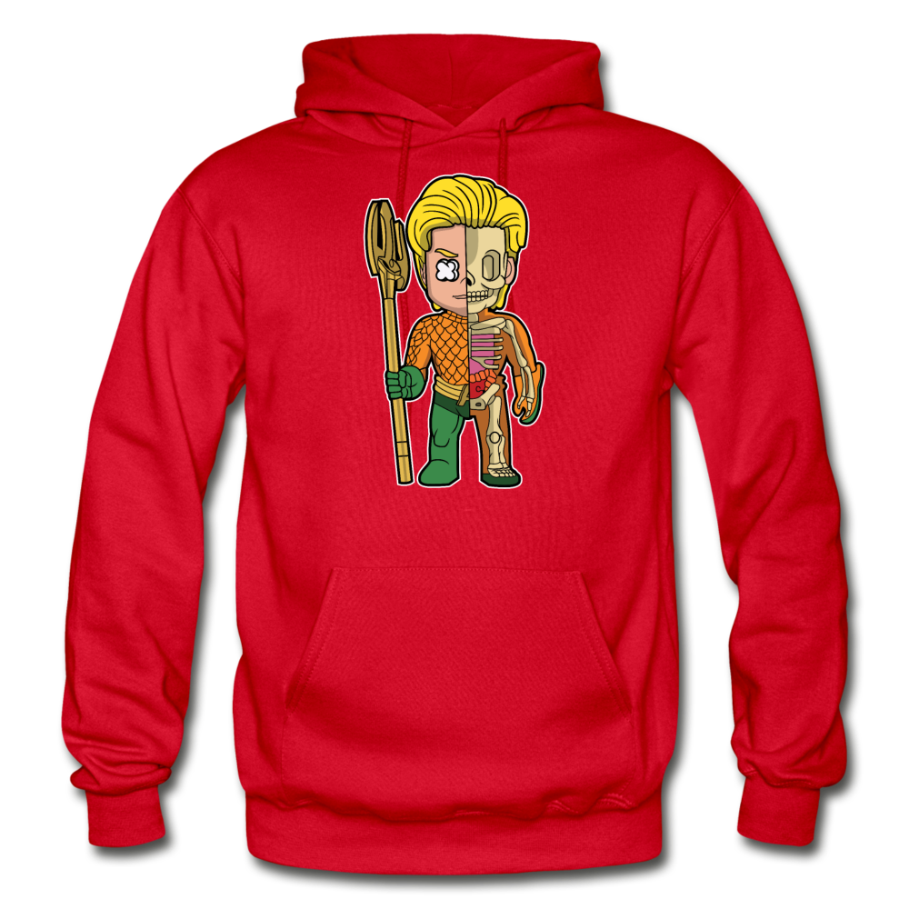 Aquaman Half Skeleton - Gildan Heavy Blend Adult Hoodie - red