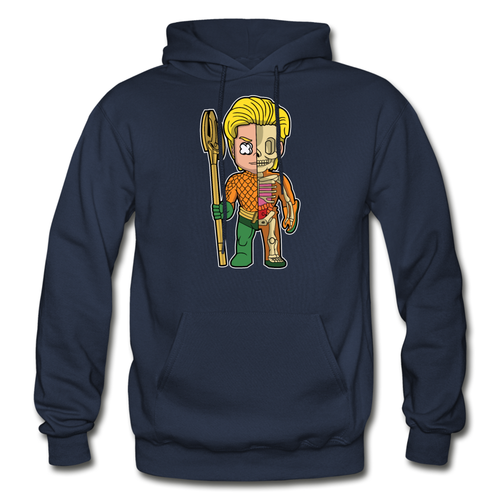 Aquaman Half Skeleton - Gildan Heavy Blend Adult Hoodie - navy