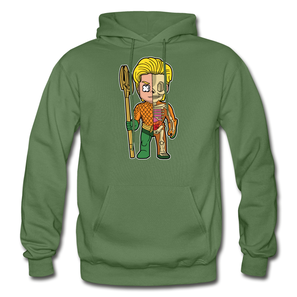 Aquaman Half Skeleton - Gildan Heavy Blend Adult Hoodie - military green