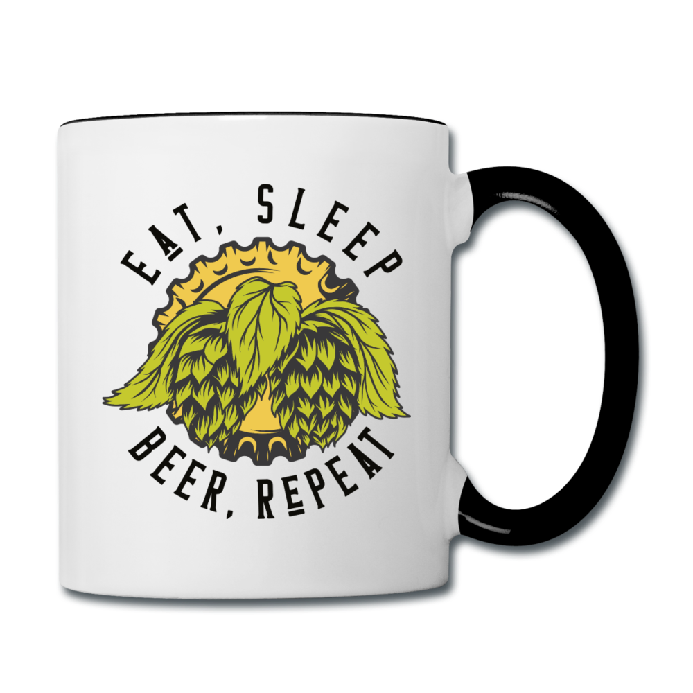 Eat, Sleep, Beer, Repeat - Contrast Coffee Mug - white/black