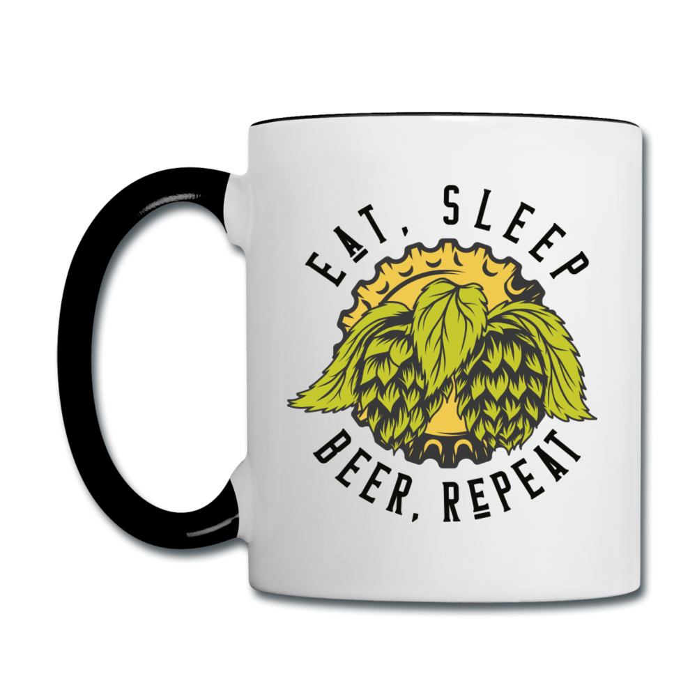 Eat, Sleep, Beer, Repeat - Contrast Coffee Mug - white/black