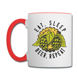 Eat, Sleep, Beer, Repeat - Contrast Coffee Mug - white/red