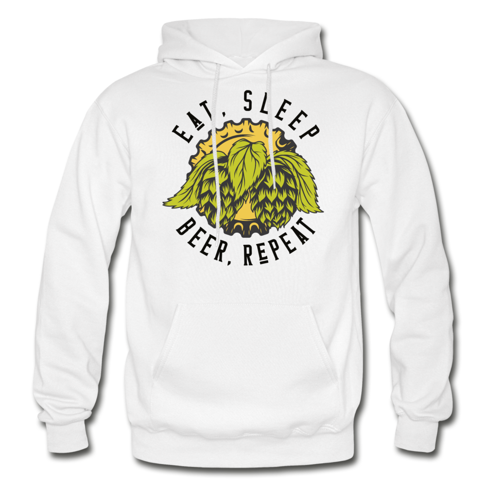 Eat, Sleep, Beer, Repeat - Gildan Heavy Blend Adult Hoodie - white