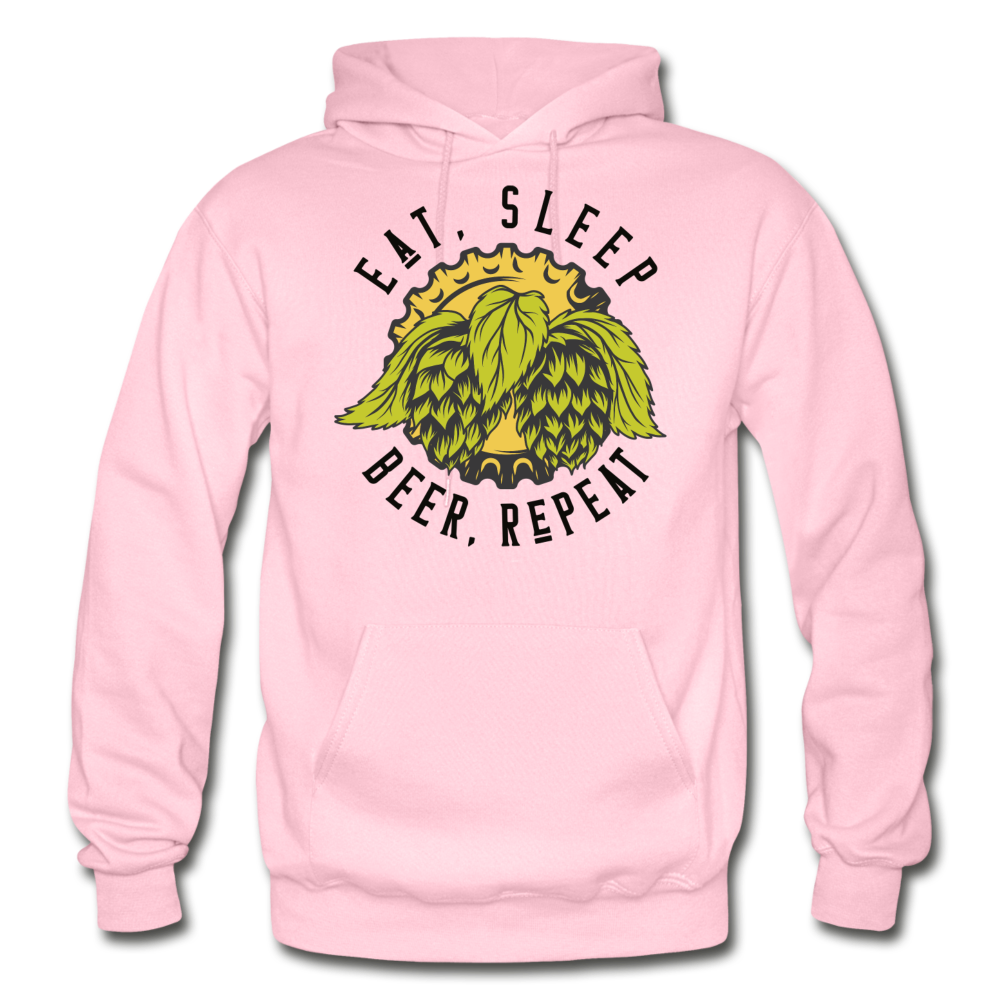 Eat, Sleep, Beer, Repeat - Gildan Heavy Blend Adult Hoodie - light pink