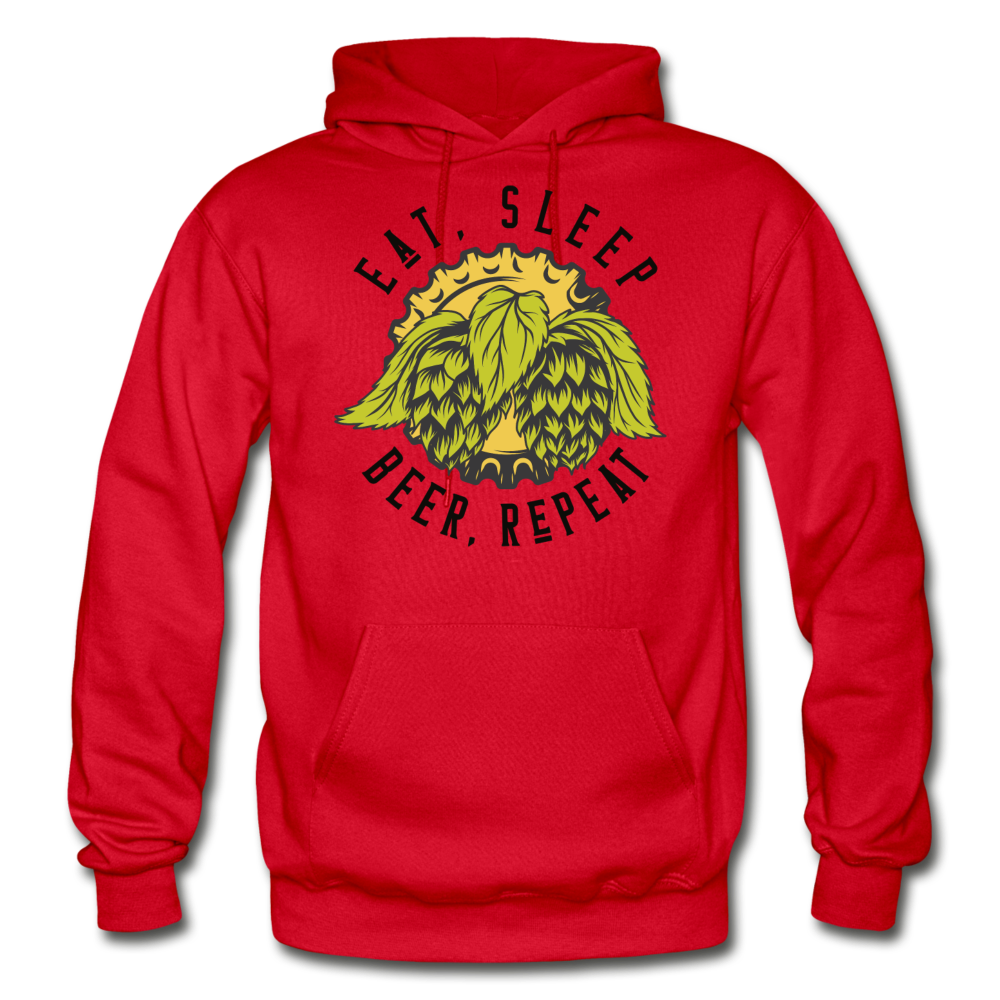 Eat, Sleep, Beer, Repeat - Gildan Heavy Blend Adult Hoodie - red