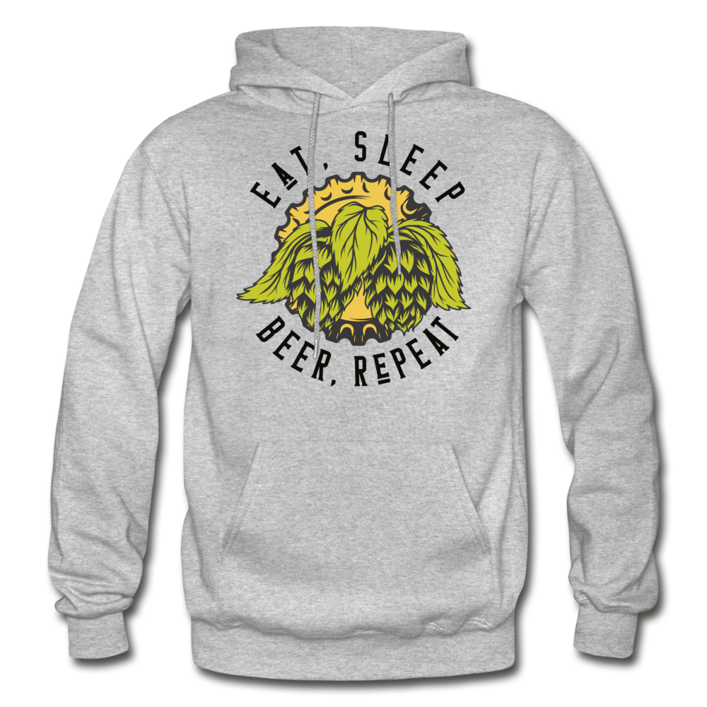 Eat, Sleep, Beer, Repeat - Gildan Heavy Blend Adult Hoodie - heather gray