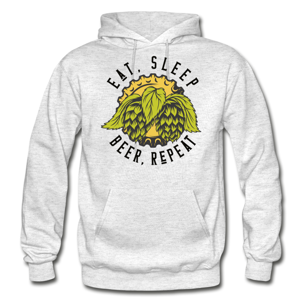 Eat, Sleep, Beer, Repeat - Gildan Heavy Blend Adult Hoodie - light heather gray