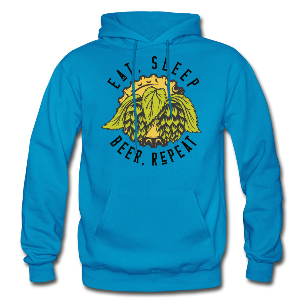 Eat, Sleep, Beer, Repeat - Gildan Heavy Blend Adult Hoodie - turquoise