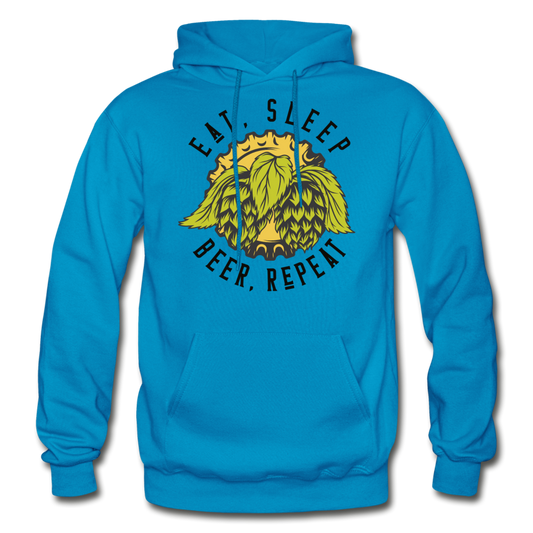 Eat, Sleep, Beer, Repeat - Gildan Heavy Blend Adult Hoodie - turquoise