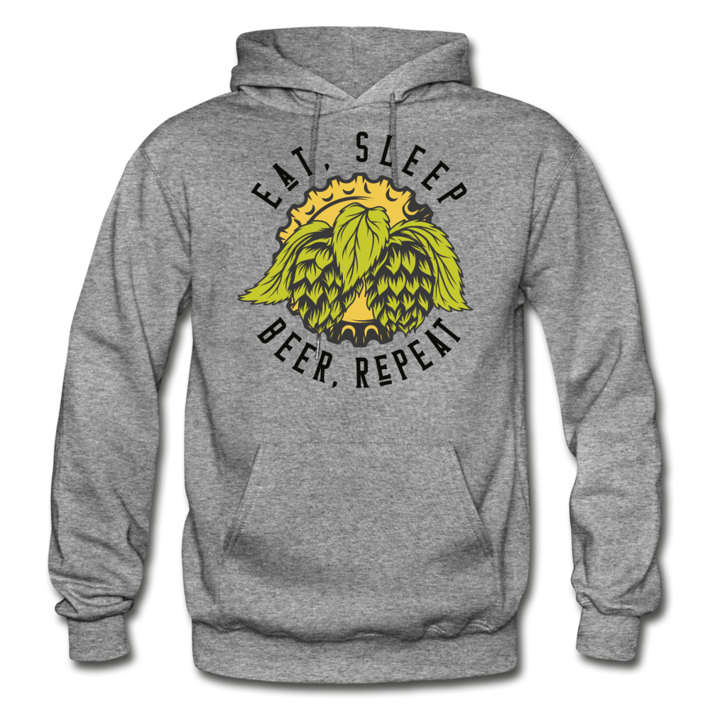 Eat, Sleep, Beer, Repeat - Gildan Heavy Blend Adult Hoodie - graphite heather