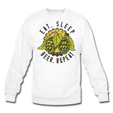 Eat, Sleep, Beer, Repeat - Crewneck Sweatshirt - white