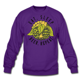 Eat, Sleep, Beer, Repeat - Crewneck Sweatshirt - purple