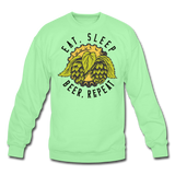 Eat, Sleep, Beer, Repeat - Crewneck Sweatshirt - lime