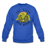 Eat, Sleep, Beer, Repeat - Crewneck Sweatshirt - royal blue