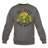 Eat, Sleep, Beer, Repeat - Crewneck Sweatshirt - asphalt gray