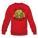 Eat, Sleep, Beer, Repeat - Crewneck Sweatshirt - red