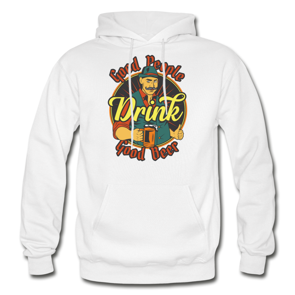 Good People Drink Good Beer - Gildan Heavy Blend Adult Hoodie - white