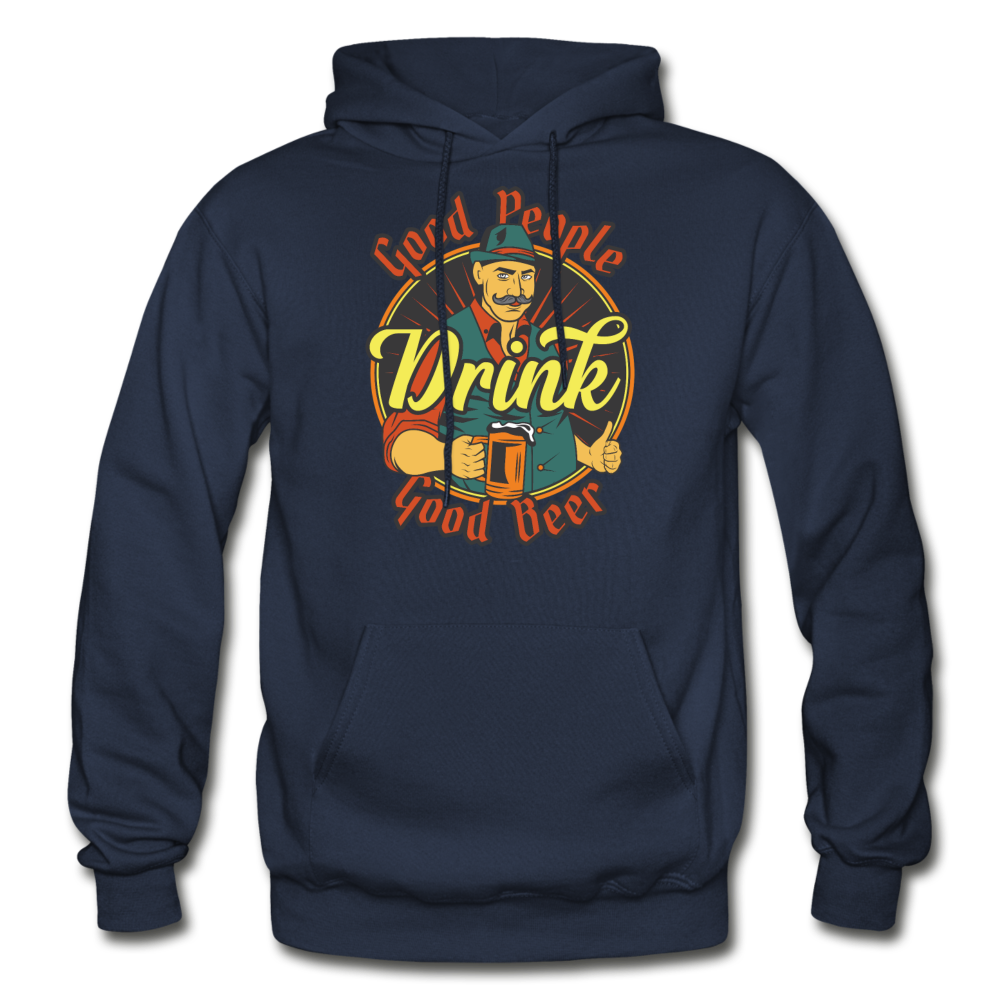 Good People Drink Good Beer - Gildan Heavy Blend Adult Hoodie - navy