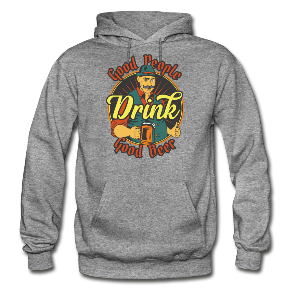 Good People Drink Good Beer - Gildan Heavy Blend Adult Hoodie - graphite heather