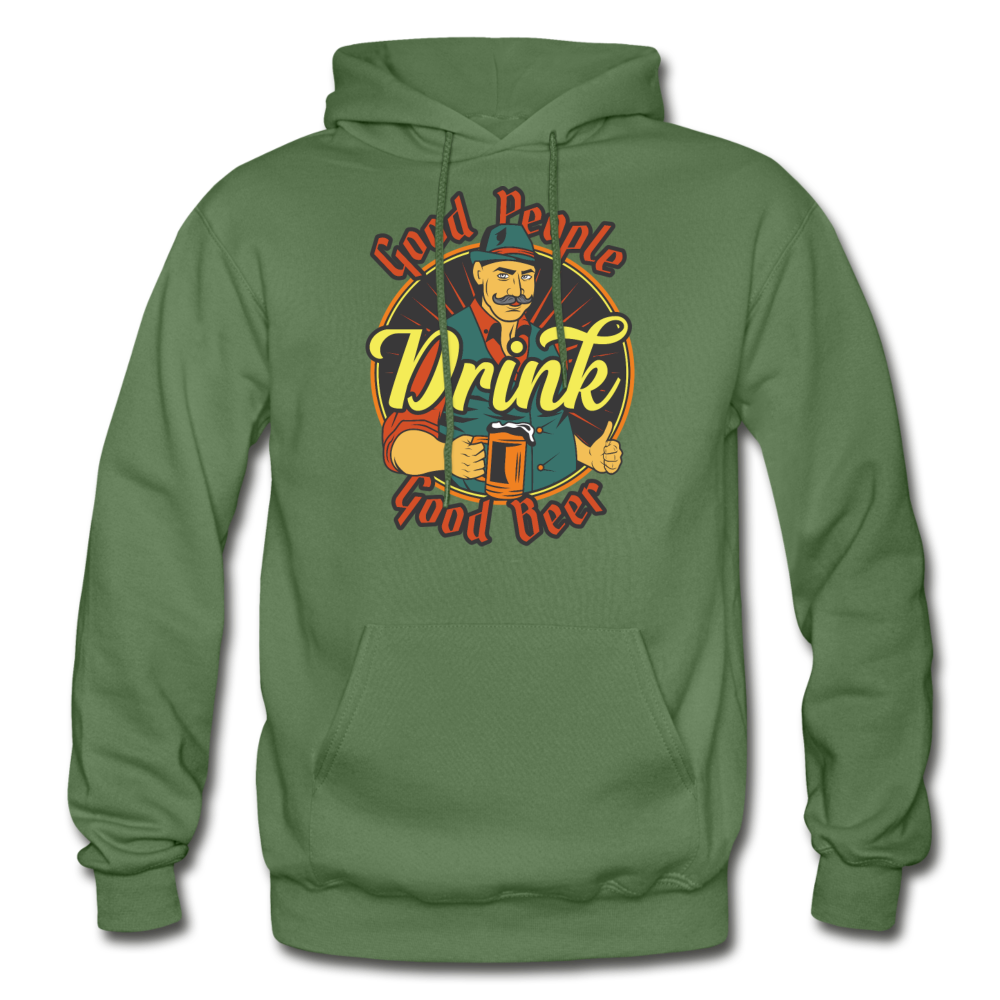 Good People Drink Good Beer - Gildan Heavy Blend Adult Hoodie - military green