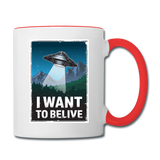 I Want To Belive - Contrast Coffee Mug - white/red