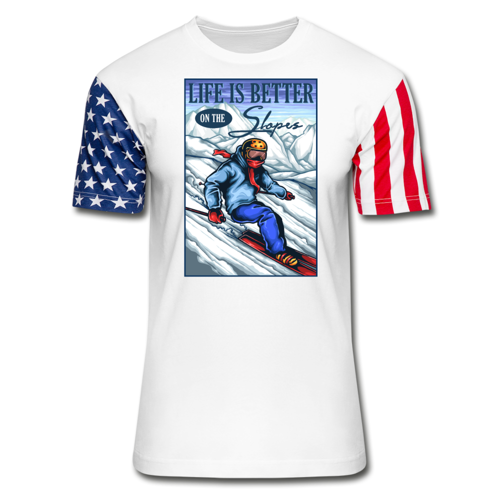 Life Is Better - Slopes - Stars & Stripes T-Shirt - white