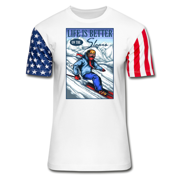 Life Is Better - Slopes - Stars & Stripes T-Shirt - white